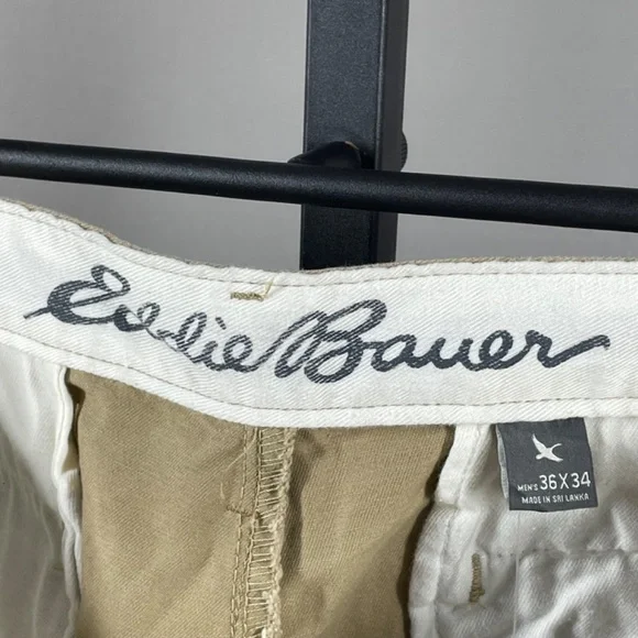 NEW Eddie Bauer Pants Mens 36 brown khaki chino straight leg outdoor casual - Picture 4 of 11